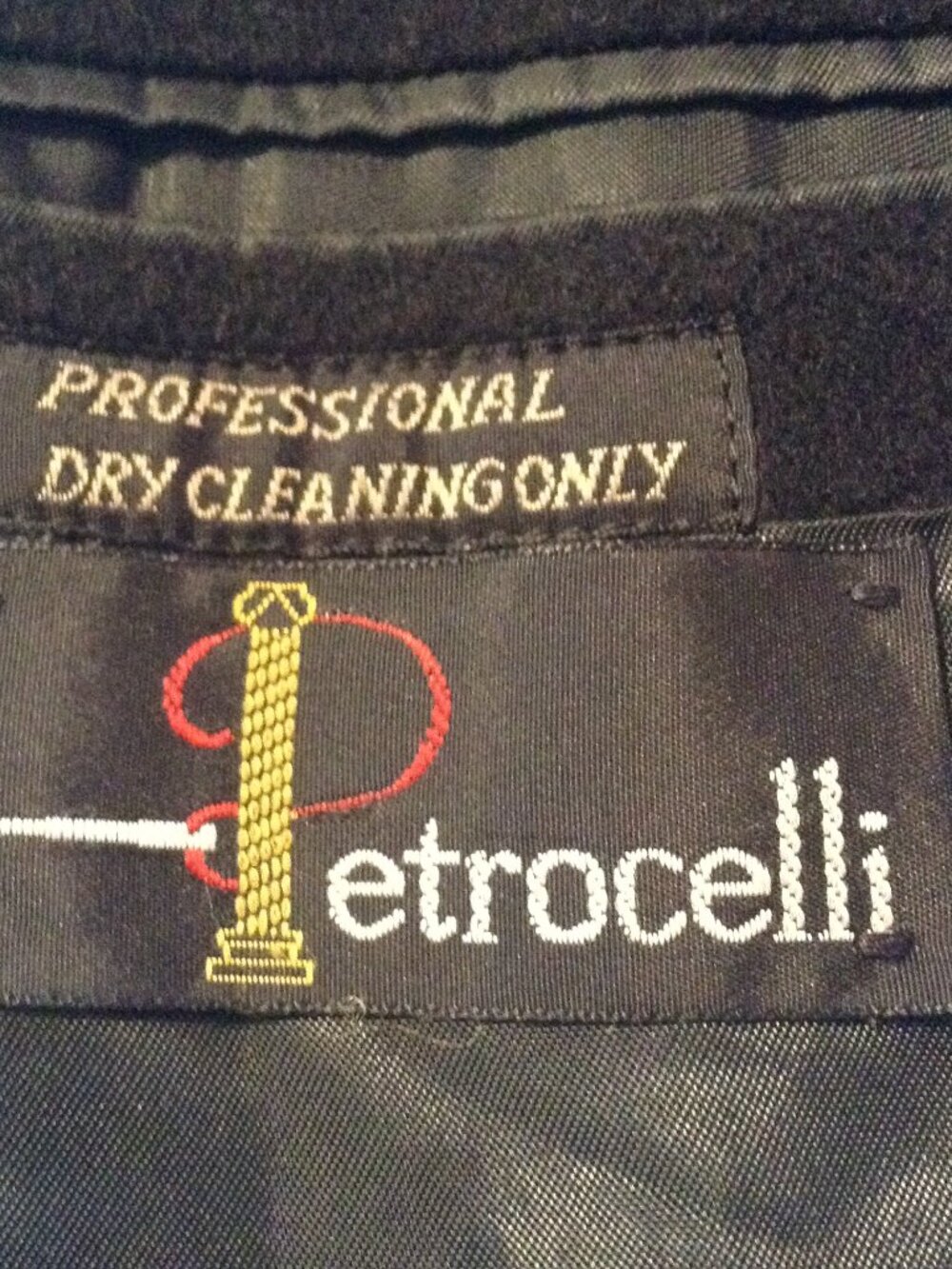 VTG 80's Men's Petrocelli Wool/Cashmere Black Overcoat 40R Classic Professional - Picture 4 of 4